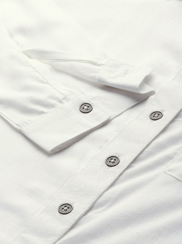 White Opaque Casual Shirt