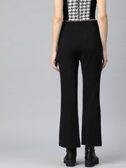 Black Slim Fit High-Rise Bootcut Trousers