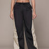 Popnetic Women Colourblocked High-Rise Pure Cotton Wide Leg Fit Parachute Trousers