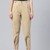 Popnetic Women Tapered Fit High-Rise Pleated Pure Cotton Chinos Trousers