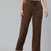Popnetic Women Textured High-Rise Straight Fit Parallel Trousers