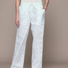 Popnetic Women Striped Smart High-Rise Cotton Linen Trousers