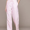 Popnetic Women Striped Smart High-Rise Cotton Linen Trousers