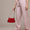 Popnetic Women Striped Cotton-Linen Wide Leg Trousers