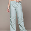 Popnetic Women Loose Fit High-Rise Parachute Cargo Trousers
