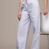 Popnetic Women Striped Cotton-Linen Wide Leg Trousers