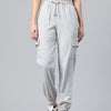 Popnetic Women Pure Cotton High-Rise Cargo Style Joggers Trousers