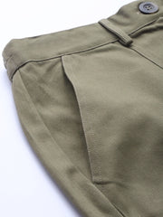 Popnetic Women Olive Green Solid Pure Cotton Regular Shorts