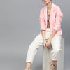 Popnetic Women Pink Solid Single-Breasted Casual Blazer