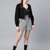 Popnetic Women Black Solid Pure Cotton Bolero Jacket