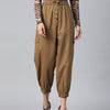 Women Khaki High-Rise Cargo Joggers
