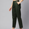 Olive Green Pure Cotton Peg Trousers