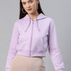 Lavender Hooded Cropped Fleece Sweatshirt