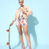Off White & Blue Pure Cotton Tie & Dye Shorts