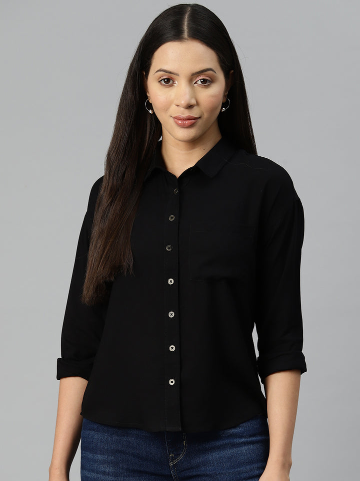 Black Opaque Casual Shirt
