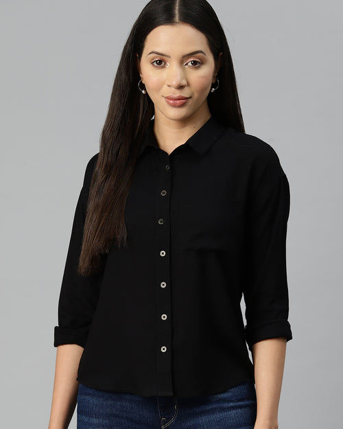 Black Opaque Casual Shirt