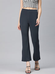 Charcoal Slim Fit High-Rise Bootcut Trousers