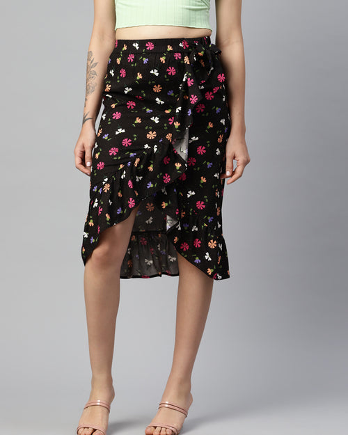 Floral Printed Wrap Skirt