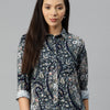 Navy Blue Floral Printed Casual Shirt