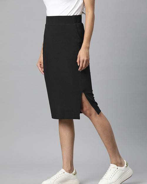 Black Side Slit Pencil Skirt