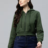 Green Crop Fleece Hooded Sweatshirt