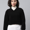 Black Cropped Faux Fur Sweatshirt