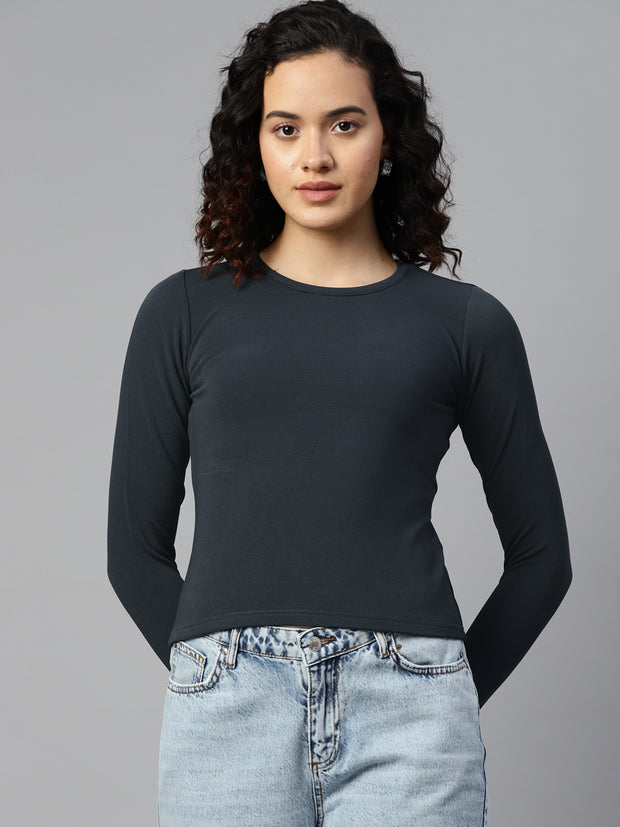 Charcoal Fitted Crop Top
