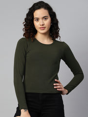 Olive Green Fitted Crop Top