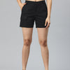 Black High-Rise Pure Cotton Cargo Shorts