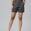 Charcoal High-Rise Pure Cotton Cargo Shorts