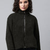 Woman Green Faux-Fur Sweatshirt, Full Zipper