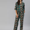Turquoise Blue,Brown and Black printed Co-Ords