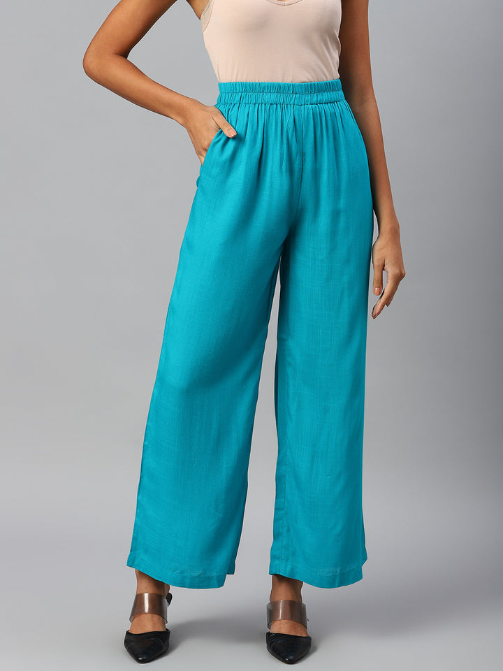 Women Turquoise Blue Palazzos
