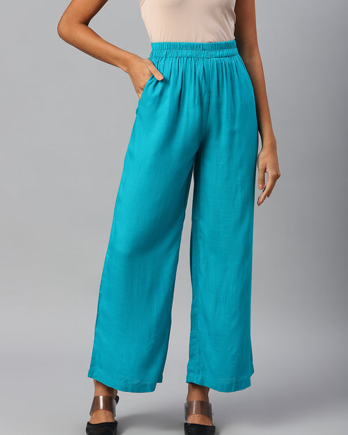Women Turquoise Blue Palazzos