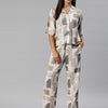White, grey & Brown Printed Co-Ords