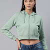 Sea Green Hooded Cropped Fleece Sweatshirt