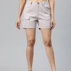 Grey High-Rise Pure Cotton Cargo Shorts