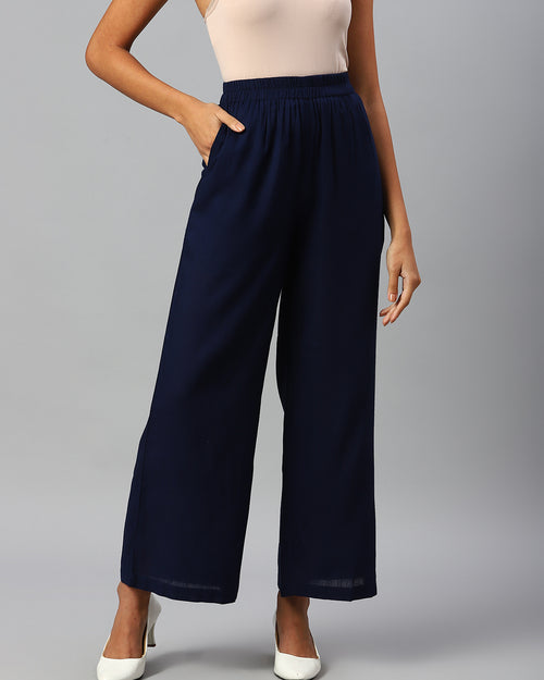 Women Navy Blue Palazzos