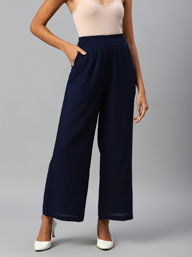 Women Navy Blue Palazzos