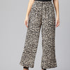 Women Animal Printed Wide Leg High-Rise Trousers