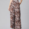 Brown Women Ethnic Motifs Printed Loose Fit High-Rise Trousers