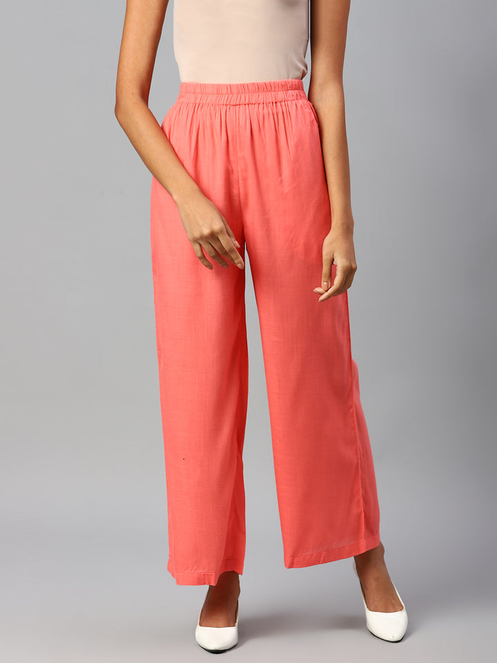 Women Peach-Coloured Palazzos