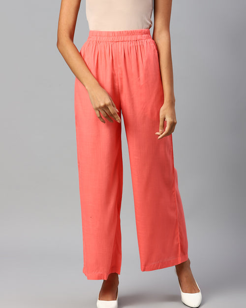 Women Peach-Coloured Palazzos