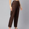 Coffee Brown Pure Cotton Peg Trousers