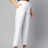 White Pure Cotton Peg Trousers