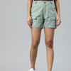 Sea Green High-Rise Pure Cotton Cargo Shorts