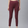 Maroon Solid Ankle Length Slim Fit Leggings
