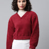 Maroon Cropped Faux Fur Sweatshirt