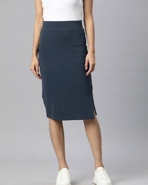 Charcoal Side Slit Pencil Skirt