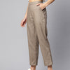 Taupe Pure Cotton Peg Trousers
